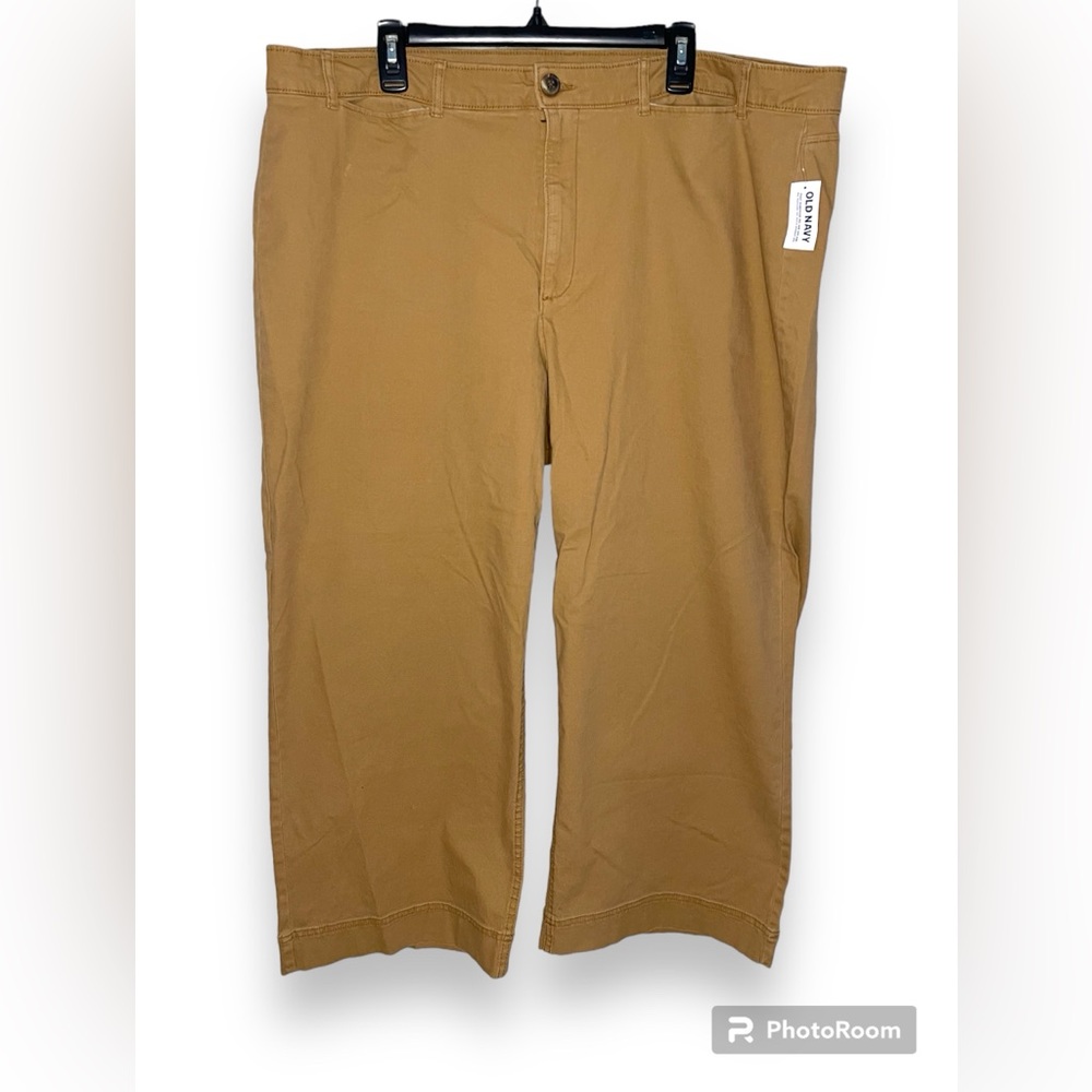 High-Waisted Crop Chino Wide-Leg Pants
